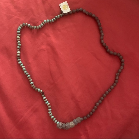 *MAGIC* Cheryl Dufault Light Grey Druzy Chrysoprase Ancient Stones Necklace NWT - Picture 3 of 5